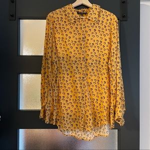 XL Velvet Heart button down shirt with heart pattern.